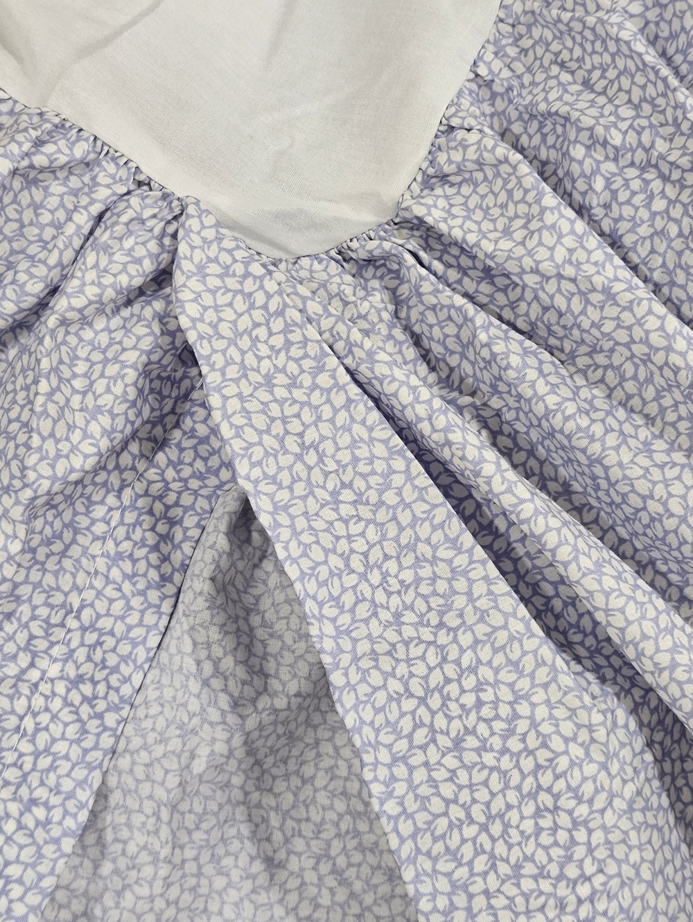 VTG Laura Ashley Blue White Micro Floral Leaves Queen Bedskirt 80s 90s NWOT - Picture 3 of 10
